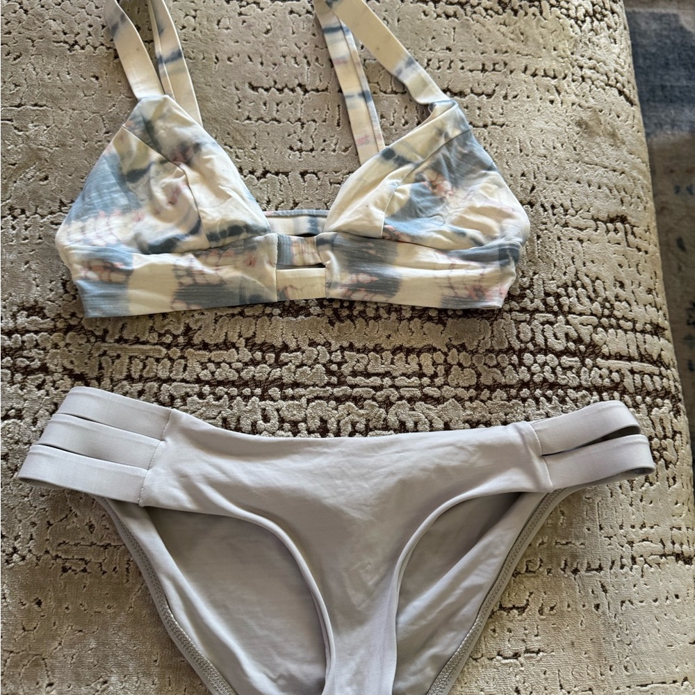 Vitamin A Tie-Dye Bra and Gray Bottom Set